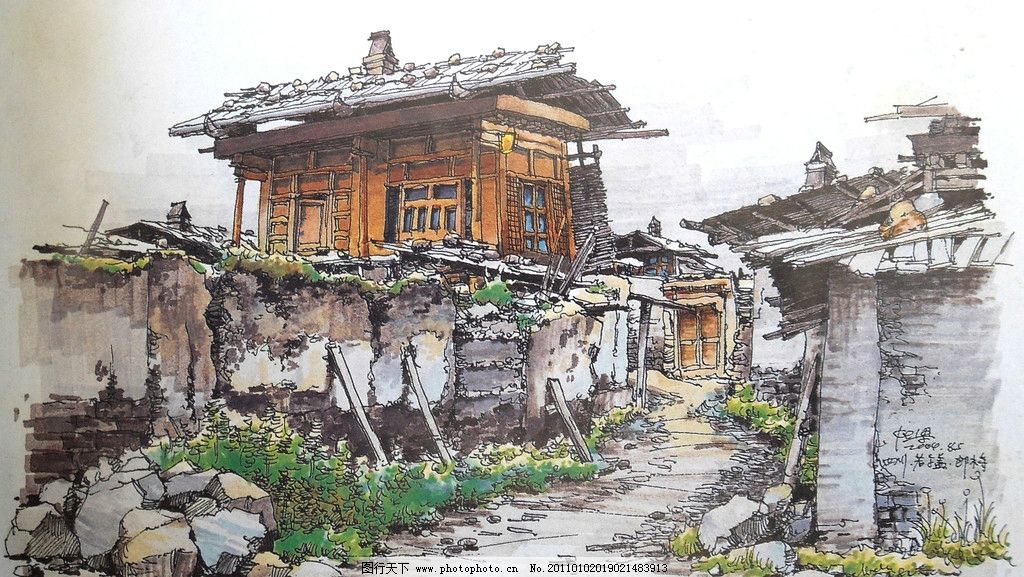 夏克梁手绘 钢笔 马克笔 钢笔风景画 线条 风景画 手绘 建筑手绘 手绘