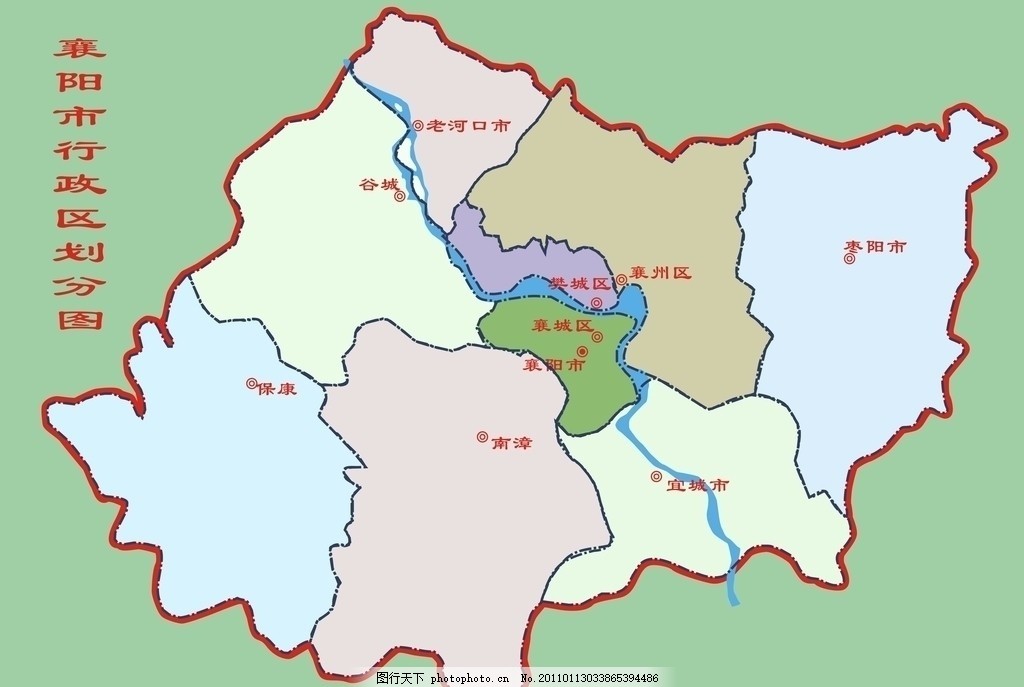 襄阳市行政区划分图