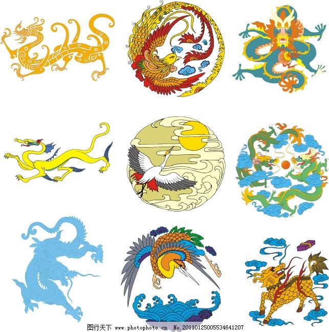 龙凤吉祥图案 矢量素材,龙凤吉祥图案免费下载