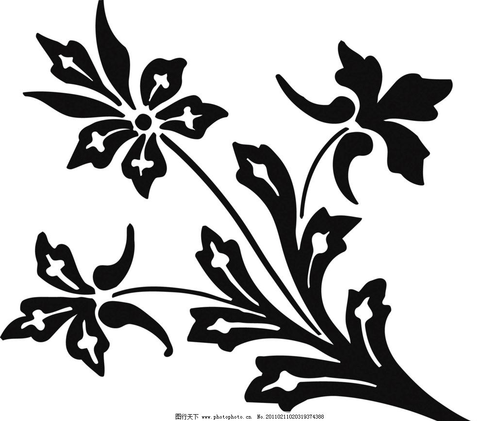 黑白图案 花卉 黑白花卉纹样 花边花纹 底纹边框 设计 300dpi jpg