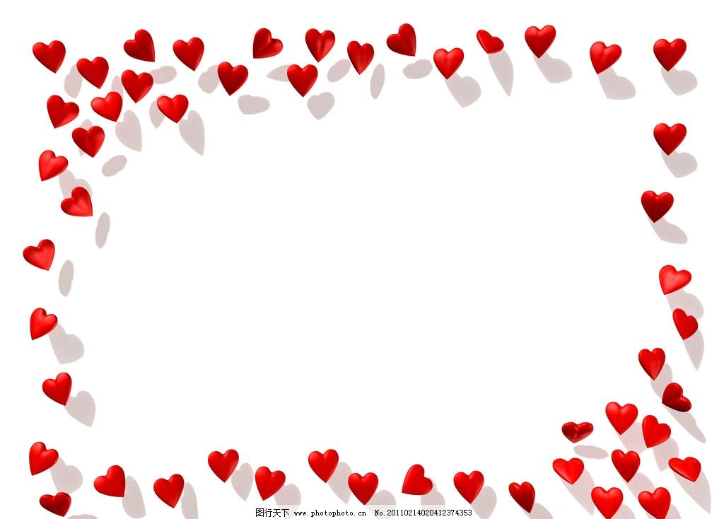 心心心相印爱心红心心形符号爱花心桃心love heart 相框边框_图片素材