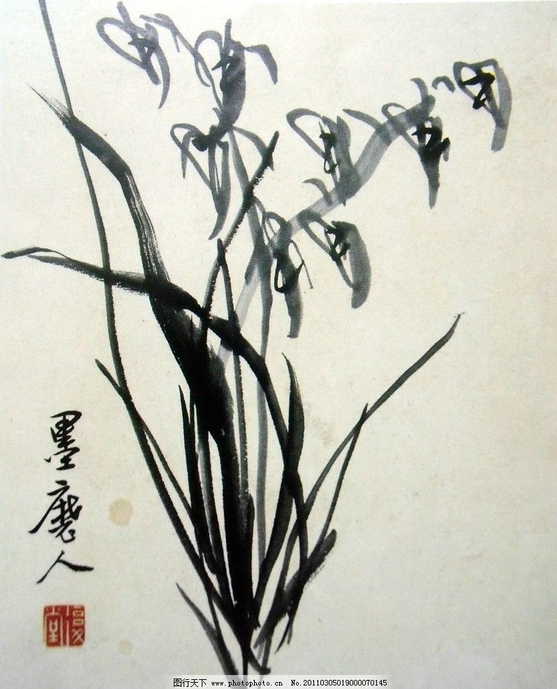 国画 兰花 水墨兰花 君子兰 笔触 苍劲有力 豪放 洒脱 书法 文字 写意画 工笔画 美术国画 水墨画 彩墨画 绘画书法 文化艺术 设计素材 72DPI JPG 中国工笔画 设计