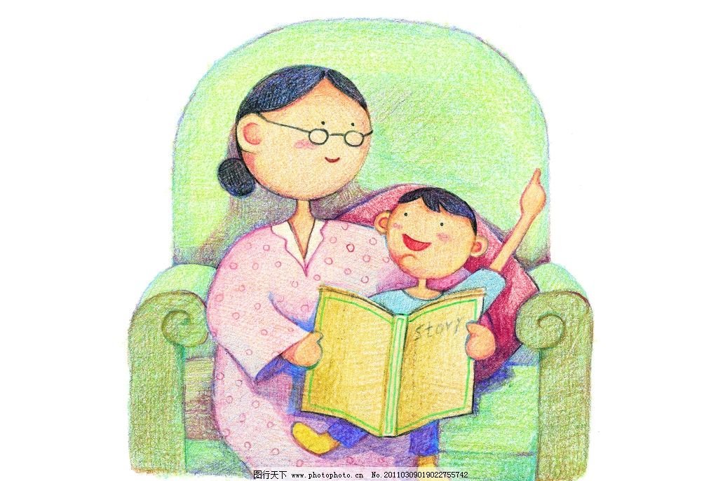 教育蜡画 读书 老师 教育 母子 妈妈 小孩子 绘画书法 文化艺术 设计