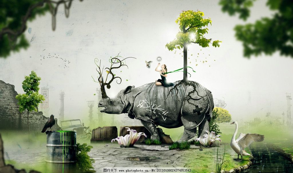 幻想风格手绘犀牛自然壁纸图片 其他 自然景观 图行天下素材网 幻想风格手绘犀牛自然壁纸图片 其他 自然景观 图行天下素材网